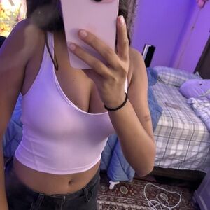 Gilly Hicks Pale Pink Scoop Neck Cropped Tank